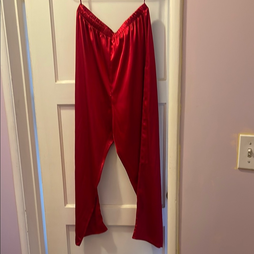 Vibrant Red Satin Pants